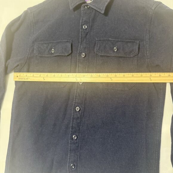 Patagonia Button Down Fleece Shirt Mens Small Blue Long Sleeve  100% Org Cotton - Picture 6 of 9